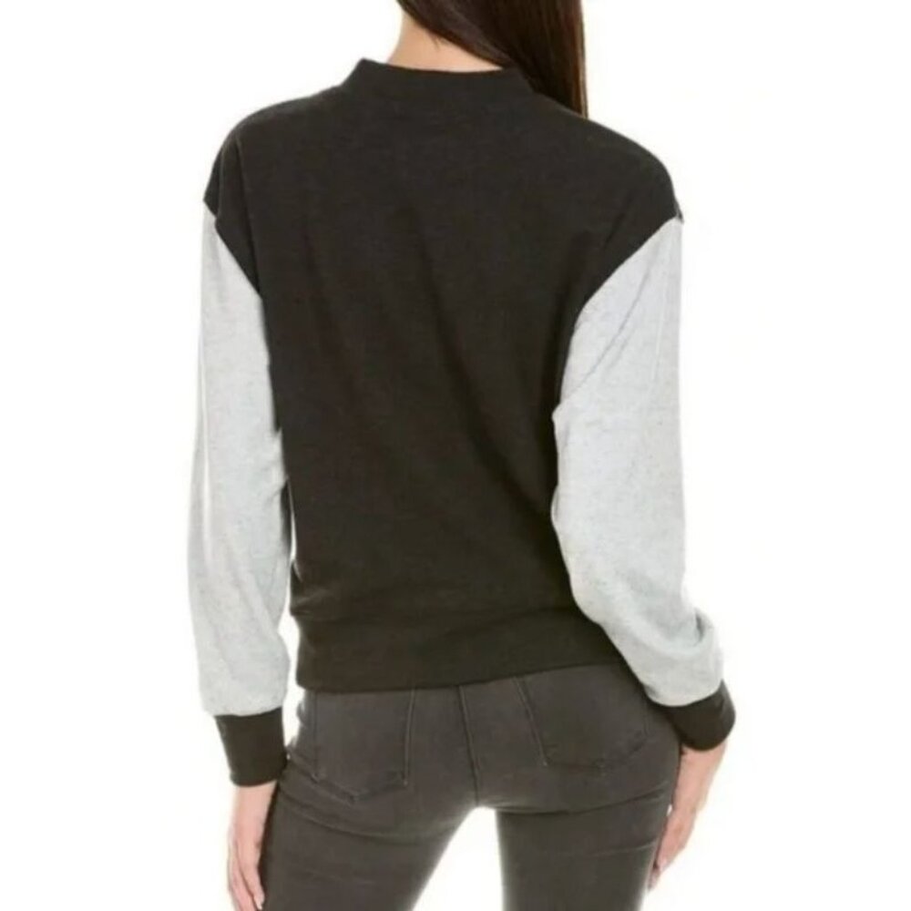 NWT Johnny Was Calme Mock Neck Cozy Sweatshirt Black Grey Size XL $138 [jb] - Picture 2 of 8